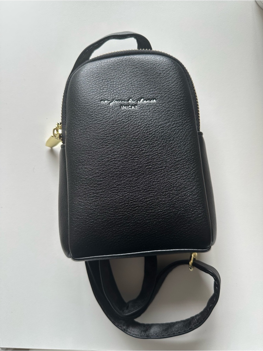 UNIGAT Black Mini Backpack with Gold Hardware